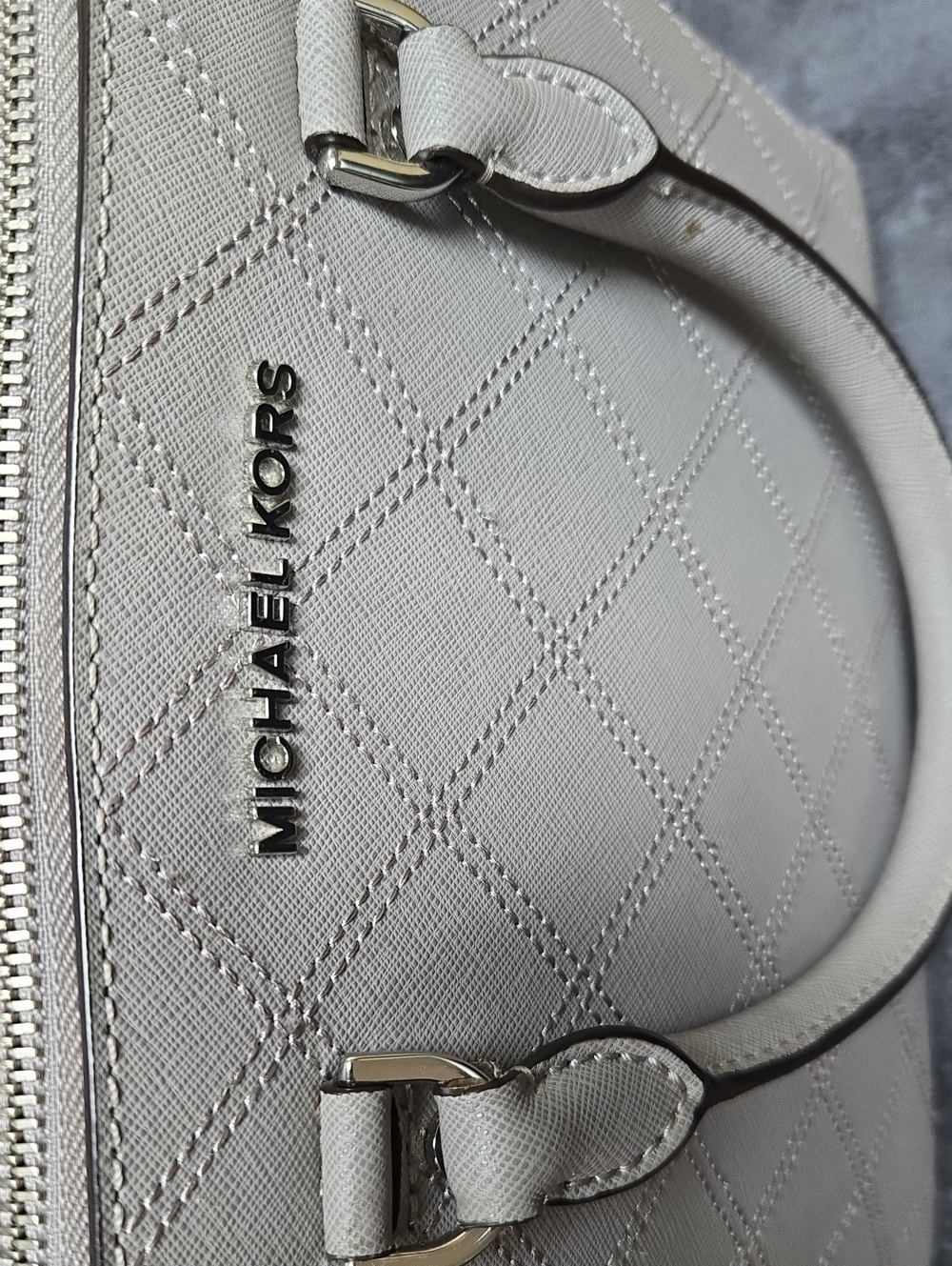 Michael Kors Gray Quilted Saffiano Leather Dome Satchel Crossbody Bag - Picture 12 of 12